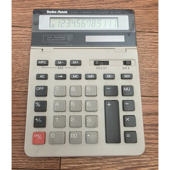 Radio Shack 12 Digit Calculator EC-2018 Solar & Battery Tilt Display Works VTG - Picture 2 of 7